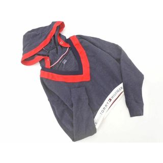 トミーヒルフィガー(TOMMY HILFIGER)のTOMMY HILFIGER トミーヒルフィガー Vネック ショート丈 ロゴテープ プルオーバー パーカー sizeXS/紺 ■◇ レディース(パーカー)