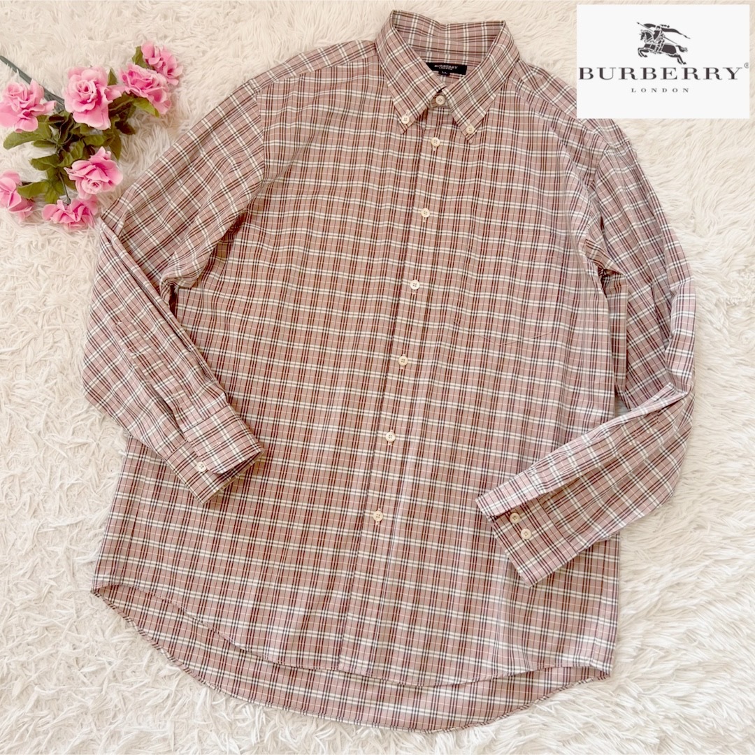 BURBERRY - 【美品】バーバリーロンドン チェックシャツ LLピンク 長袖