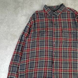 ウールリッチ(WOOLRICH)のウールリッチ　タータンチェック　ビッグサイズ　ネルシャツ　古着　グレー　XL(シャツ)