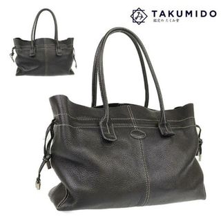 トッズ(TOD'S)のトッズ トートバッグ 中古 ブラック レザー TOD'S 【中古】 | ブランド バック シンプル 黒 ユニセックス 鞄 ファッション Bランク(トートバッグ)