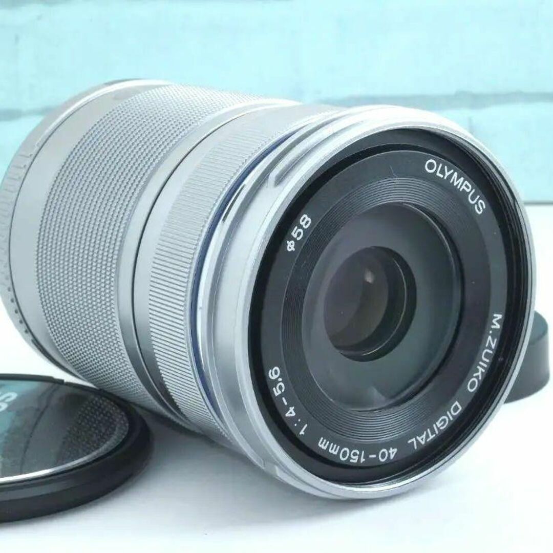 OLYMPUS(オリンパス)のOLYMPUS オリンパス❤️望遠ズームレンズ❤️40-150mm R シルバー スマホ/家電/カメラのカメラ(レンズ(ズーム))の商品写真