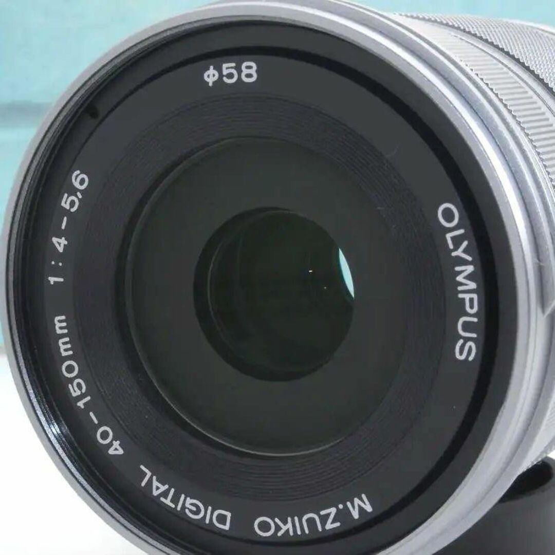 OLYMPUS(オリンパス)のOLYMPUS オリンパス❤️望遠ズームレンズ❤️40-150mm R シルバー スマホ/家電/カメラのカメラ(レンズ(ズーム))の商品写真