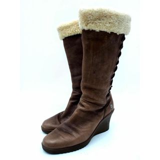 アグ(UGG)のUGG Australia アグ オーストラリア レザー サイドレースアップ ウェッジ ロング ブーツ size25ｃｍ/茶 ◆■ レディース(ブーツ)