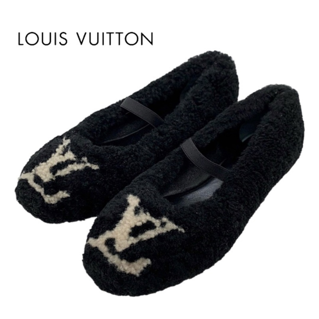 LOUIS VUITTON(ルイヴィトン)のルイヴィトン LOUIS VUITTON ポピライン フラットシューズ 靴 シューズ ムートン ブラック ボア LV バレエシューズ レディースの靴/シューズ(スリッポン/モカシン)の商品写真