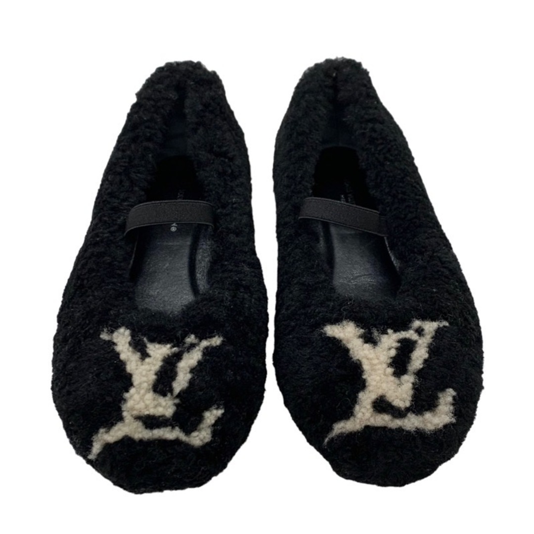 LOUIS VUITTON(ルイヴィトン)のルイヴィトン LOUIS VUITTON ポピライン フラットシューズ 靴 シューズ ムートン ブラック ボア LV バレエシューズ レディースの靴/シューズ(スリッポン/モカシン)の商品写真