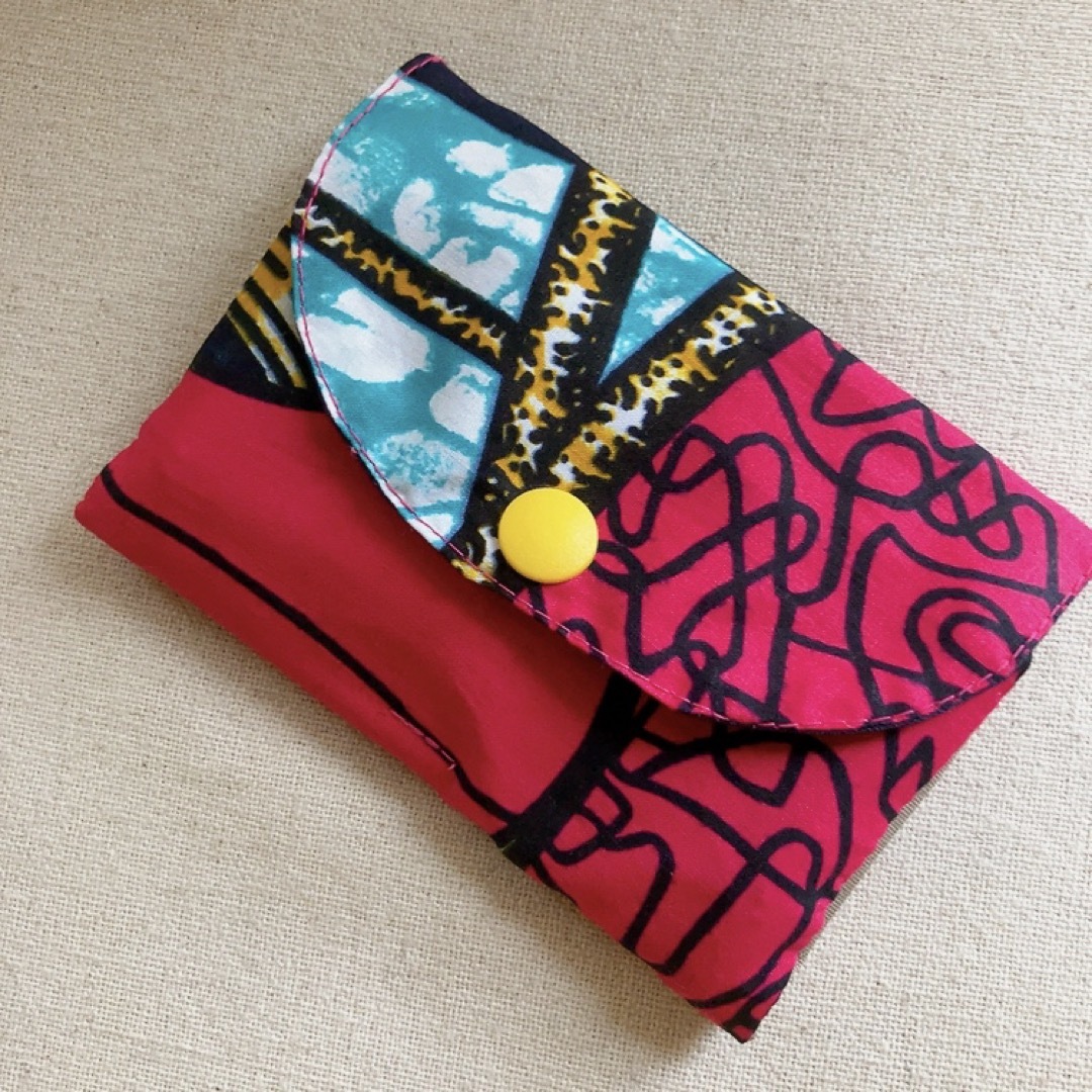 アフリカ布＊コインスルー 財布＊ピンク ハンドメイドのファッション小物(財布)の商品写真