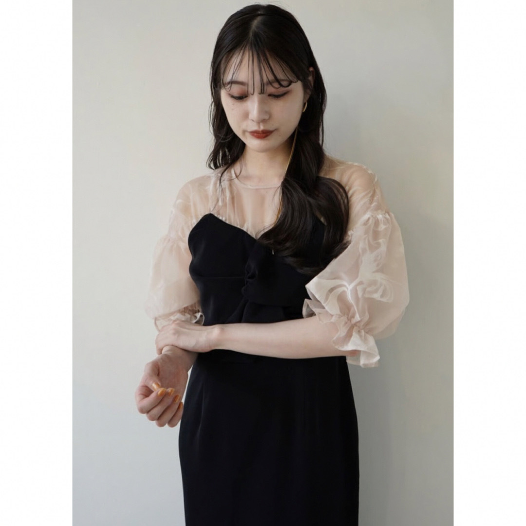 acka sheer puff dress black レディースのワンピース(ロングワンピース/マキシワンピース)の商品写真