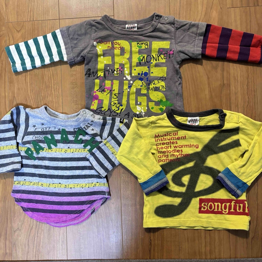 JUNK STORE(ジャンクストアー)のJUNKSTORE■3点セット■長袖Tシャツ ロンT■サイズ80 キッズ/ベビー/マタニティのベビー服(~85cm)(シャツ/カットソー)の商品写真