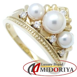 ミキモト(MIKIMOTO)のMIKIMOTO ミキモト パール リング 指輪 11号 真珠　ダイヤモンド ティアラモチーフ K18YG イエローゴールド/290707【中古】【BJ】(リング(指輪))