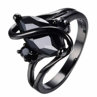 【R006】リング レディース アクセサリー ブラック かわいい 指輪 22号(リング(指輪))