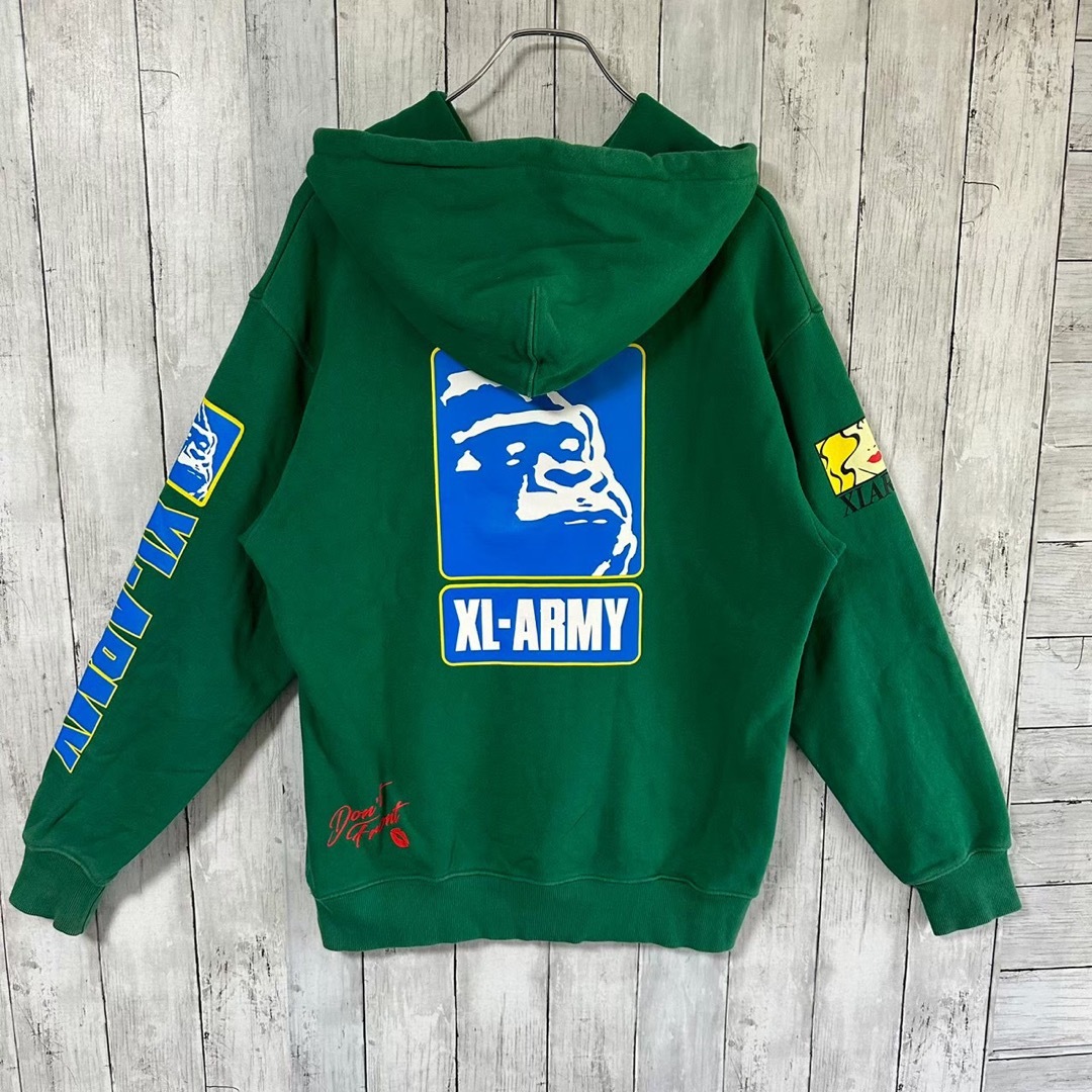 XLARGE エクストララージ パーカー バックロゴ プリント ARMY