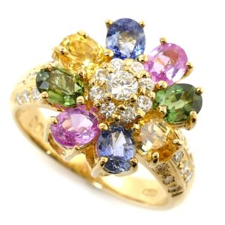 AREZZO アレッツォ K18YG イエローゴールド リング・指輪 サファイア2.50ct ダイヤモンド0.41ct 10号 6.6g レディース【中古】【美品】(リング(指輪))