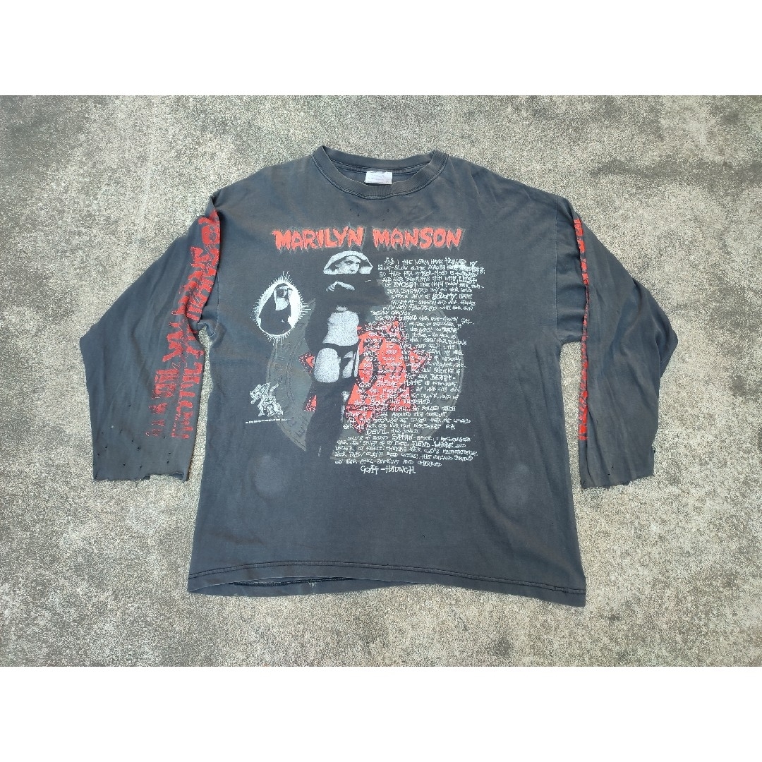 【値下げ不可】古着 Marilyn Manson ボロ メンズのトップス(Tシャツ/カットソー(七分/長袖))の商品写真