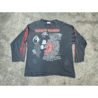 【値下げ不可】古着 Marilyn Manson ボロ(Tシャツ/カットソー(七分/長袖))