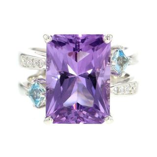 タサキ(TASAKI)のタサキ リング アクアマリン アメシスト 6.57ct ダイヤモンド 0.08ct K18WGホワイトゴールド リングサイズ約10号 指輪(リング(指輪))