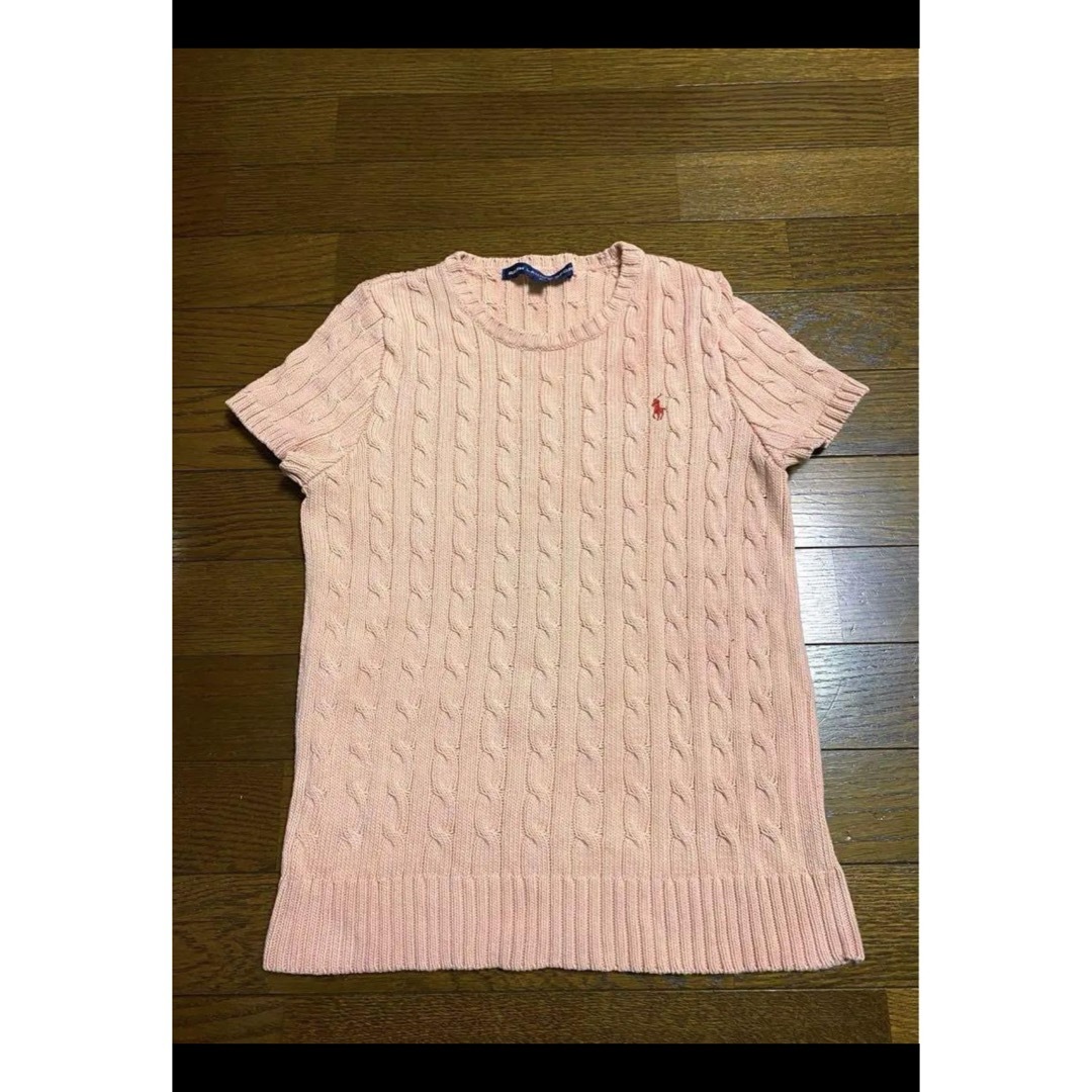 POLO RALPH LAUREN(ポロラルフローレン)の【希少 スモーキーカラー】 ラルフローレン 半袖 ニット コーラル NO1625 レディースのトップス(ニット/セーター)の商品写真