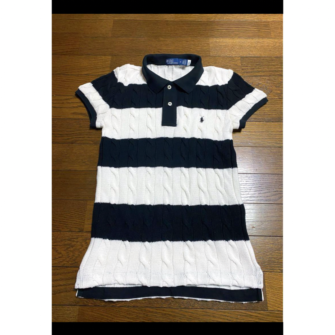 POLO RALPH LAUREN(ポロラルフローレン)の【大人気デザイン】 ラルフローレン 半袖 ニット ケーブル ポロシャツ 1628 レディースのトップス(ニット/セーター)の商品写真