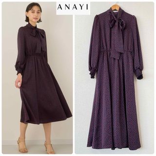 アナイ(ANAYI)のアナイ　36 サテンドットプリントタイ　ワンピース(ロングワンピース/マキシワンピース)