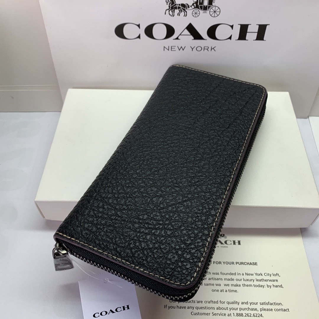 COACH - COACH 新品箱付き 長財布 テクスチャード レザー 翌日発送の ...