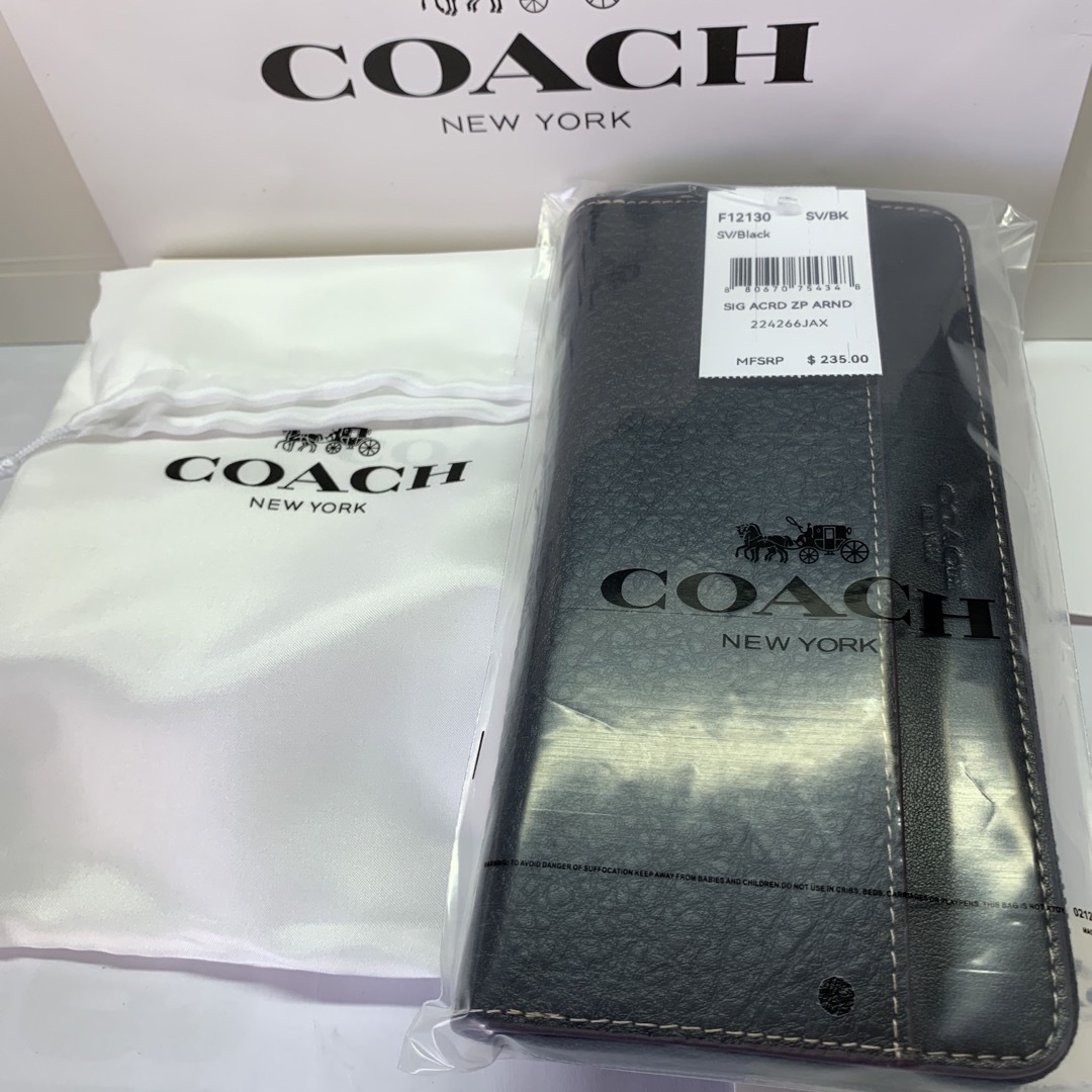 COACH - COACH 新品箱付き 長財布 テクスチャード レザー 翌日発送の ...