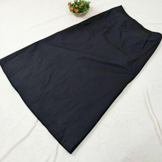 リフレクト(ReFLEcT)の【リフレクト】スカート　ロング丈　44　大きいサイズ　黒　日本製麻(ロングスカート)