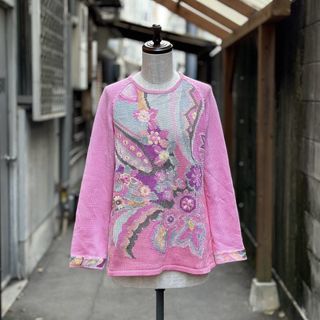 美品✨LEONARD レオナールスポーツ　花柄　ハイネックニット半袖トップス