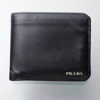 【希少美品✨】 プラダ 二つ折り財布 オールブラック サフィアーノ 付属品完備