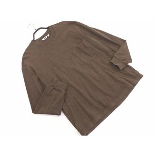 ユニクロ(UNIQLO)のUniqlo U ユニクロ ユー ルメール ポケット 長袖 Tシャツ sizeS/茶 ◇■ メンズ(Tシャツ/カットソー(七分/長袖))