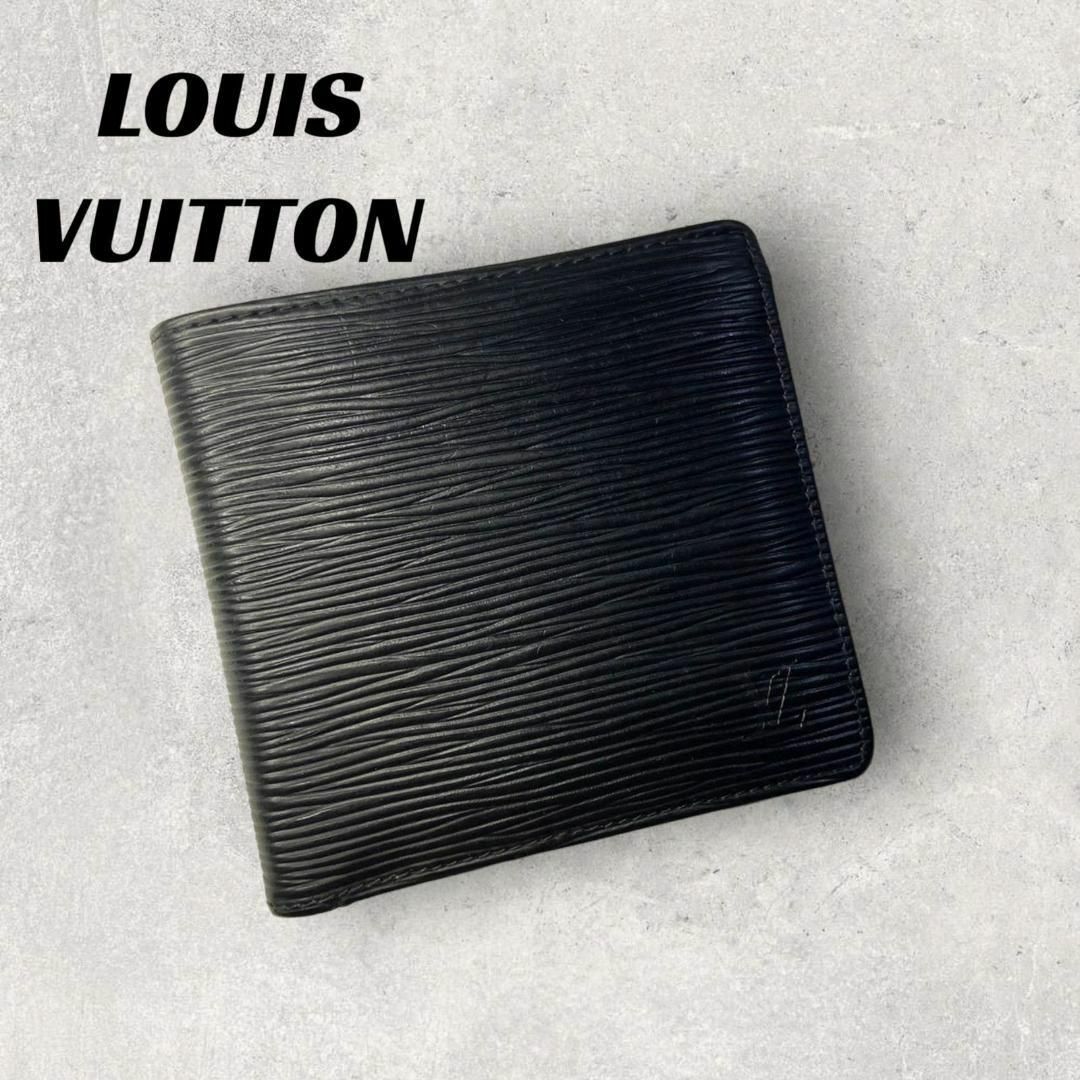 【良品】LOUIS VUITTON 財布　ブラック　エピ　二つ折り　マルコ
