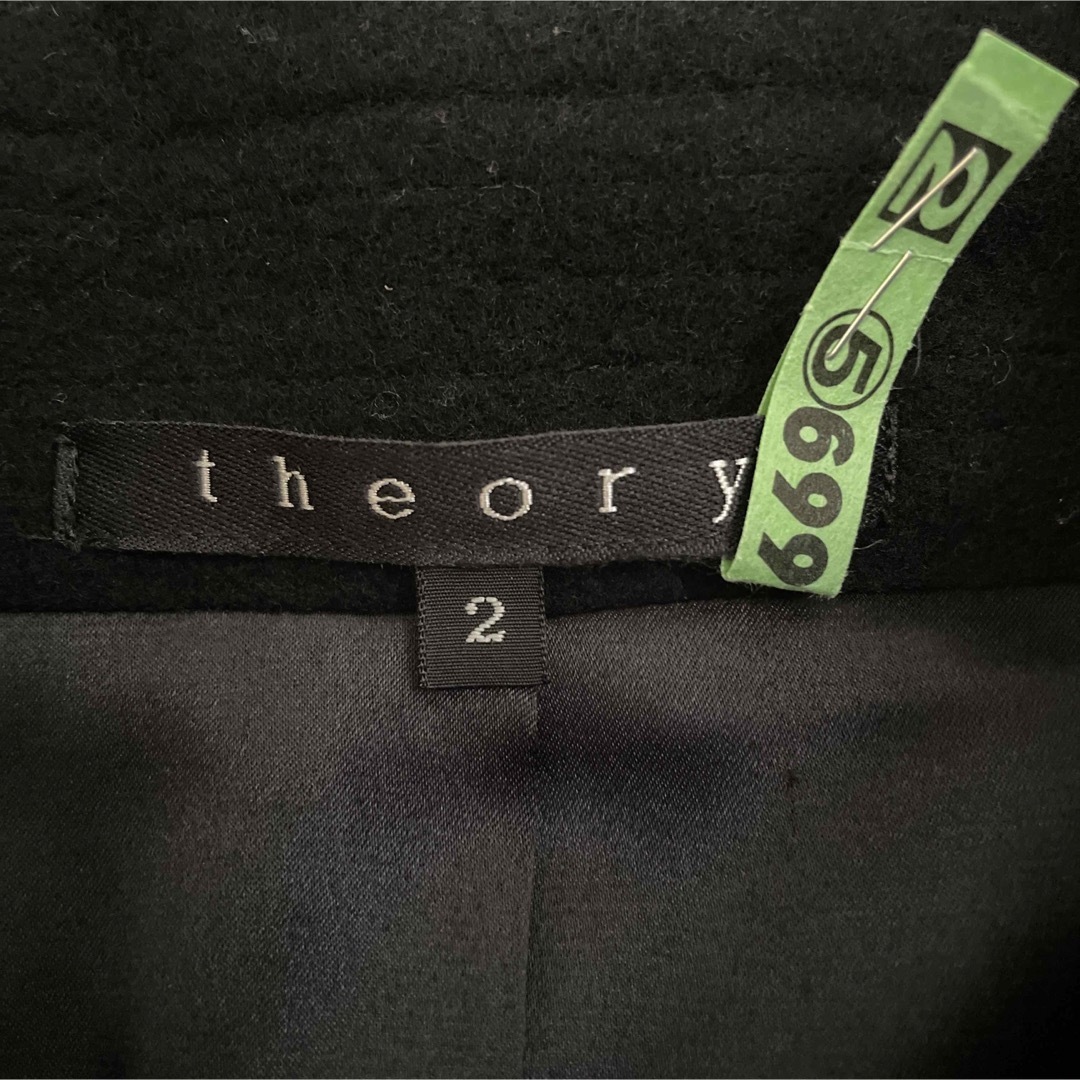 theory(セオリー)のTheory セオリー コート ブラック ベルト付　サイズ2 レディースのジャケット/アウター(ピーコート)の商品写真