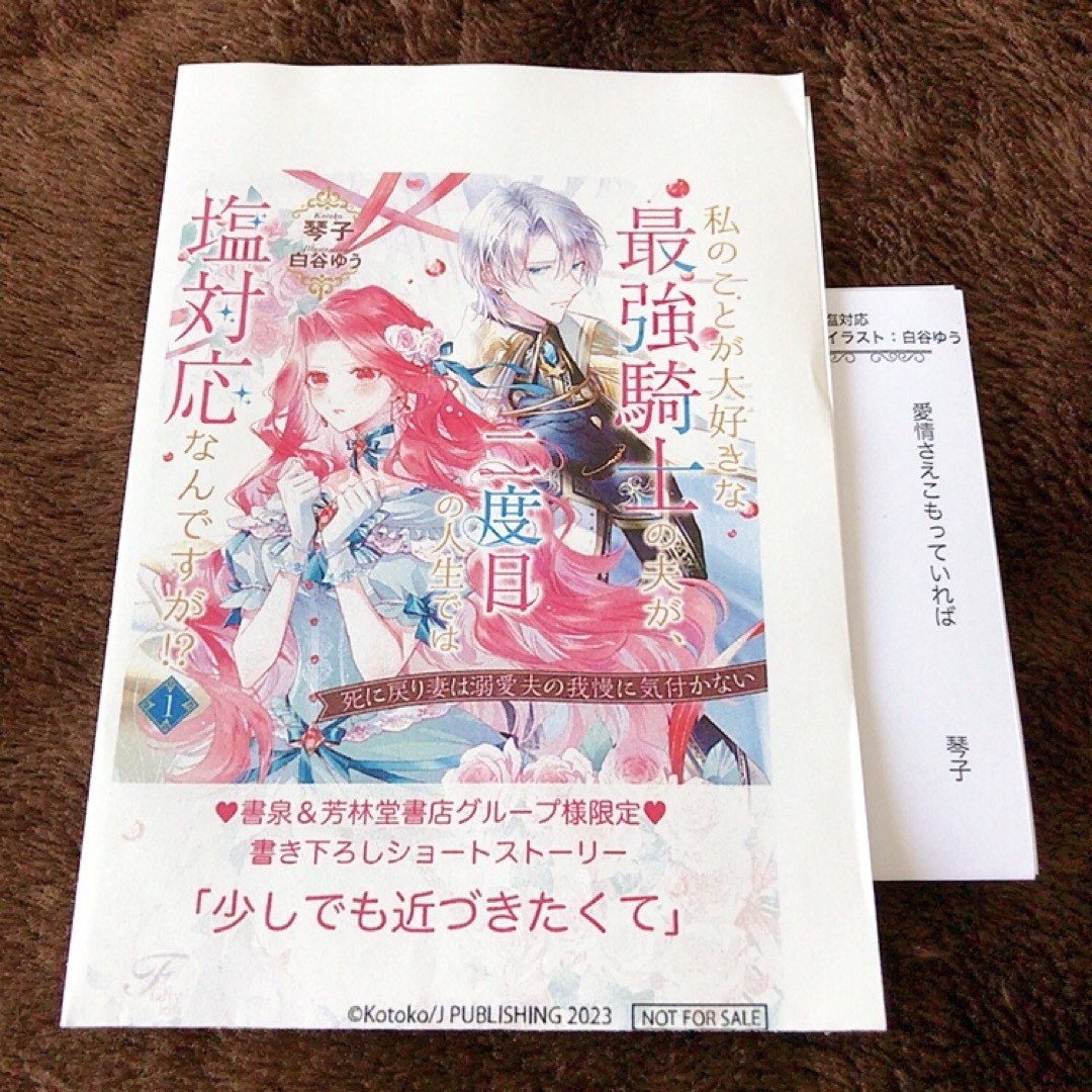特典ペーパー 私のことが大好きな最強騎士の夫が、二度目の人生では塩対応 琴子 エンタメ/ホビーの本(文学/小説)の商品写真