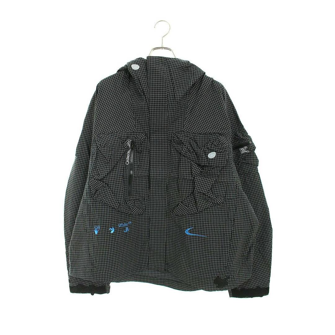 ナイキ ×オフホワイト OFF-WHITE  AS NRG OFF-WHITE JACKET DN1750-010 ロゴ刺繍ナイロンフーデットジャケット メンズ L