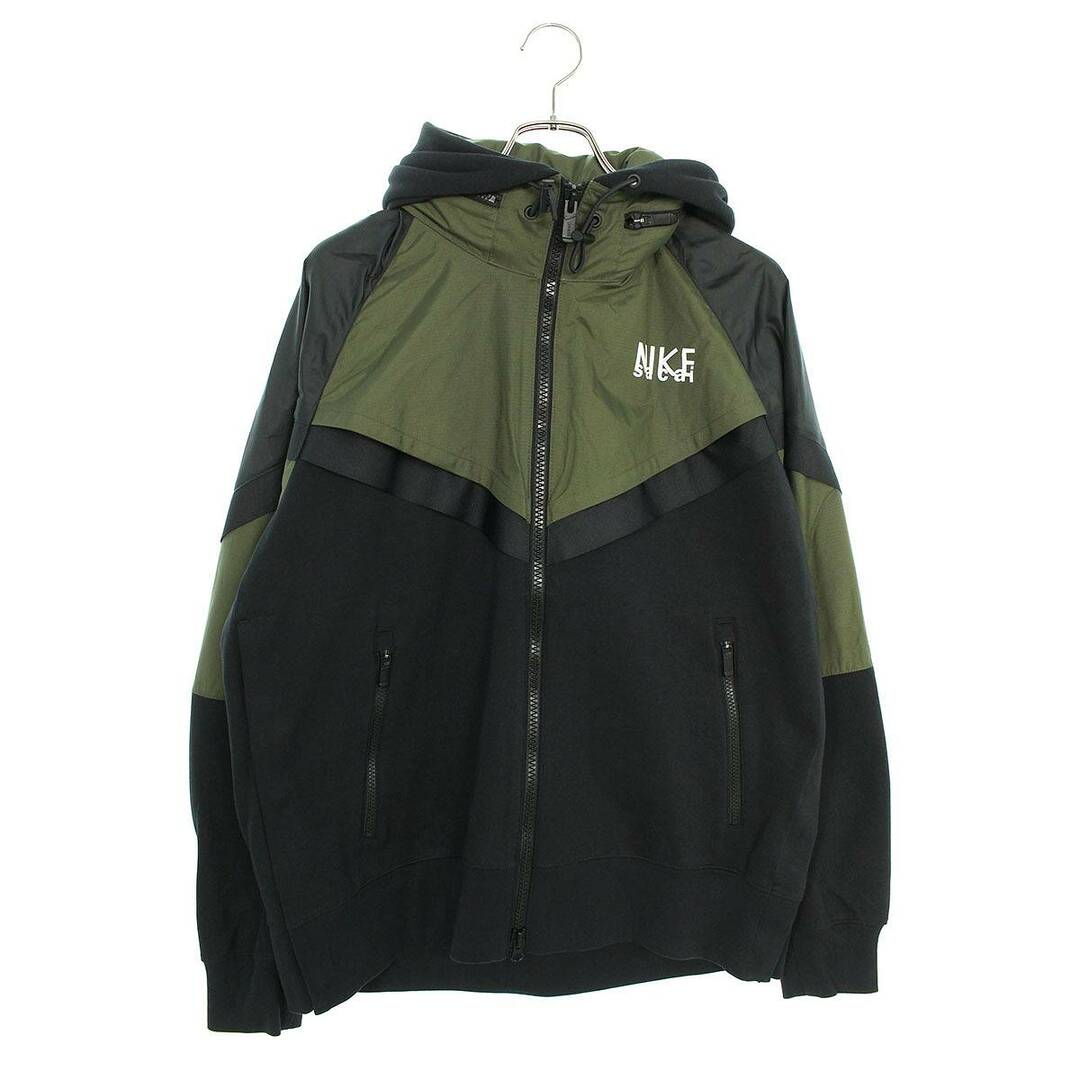 ナイキ ×サカイ Sacai  AS M NRG FULL ZIP HOODIE DQ9030-325 ロゴプリントナイロン切替ジップアップブルゾン メンズ S