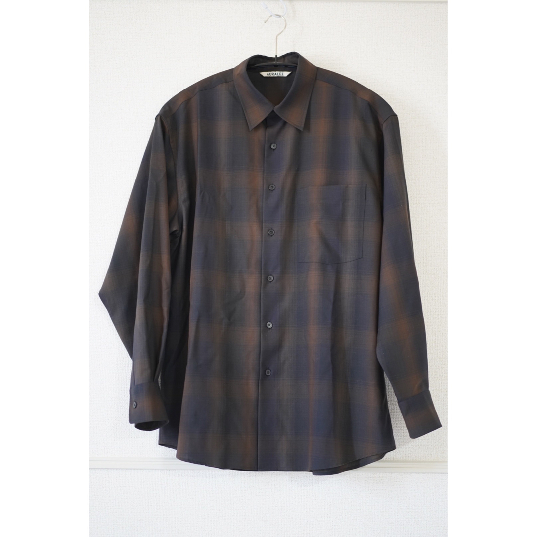 AURALEE SUPER LIGHT WOOL CHECK SHIRTS 3