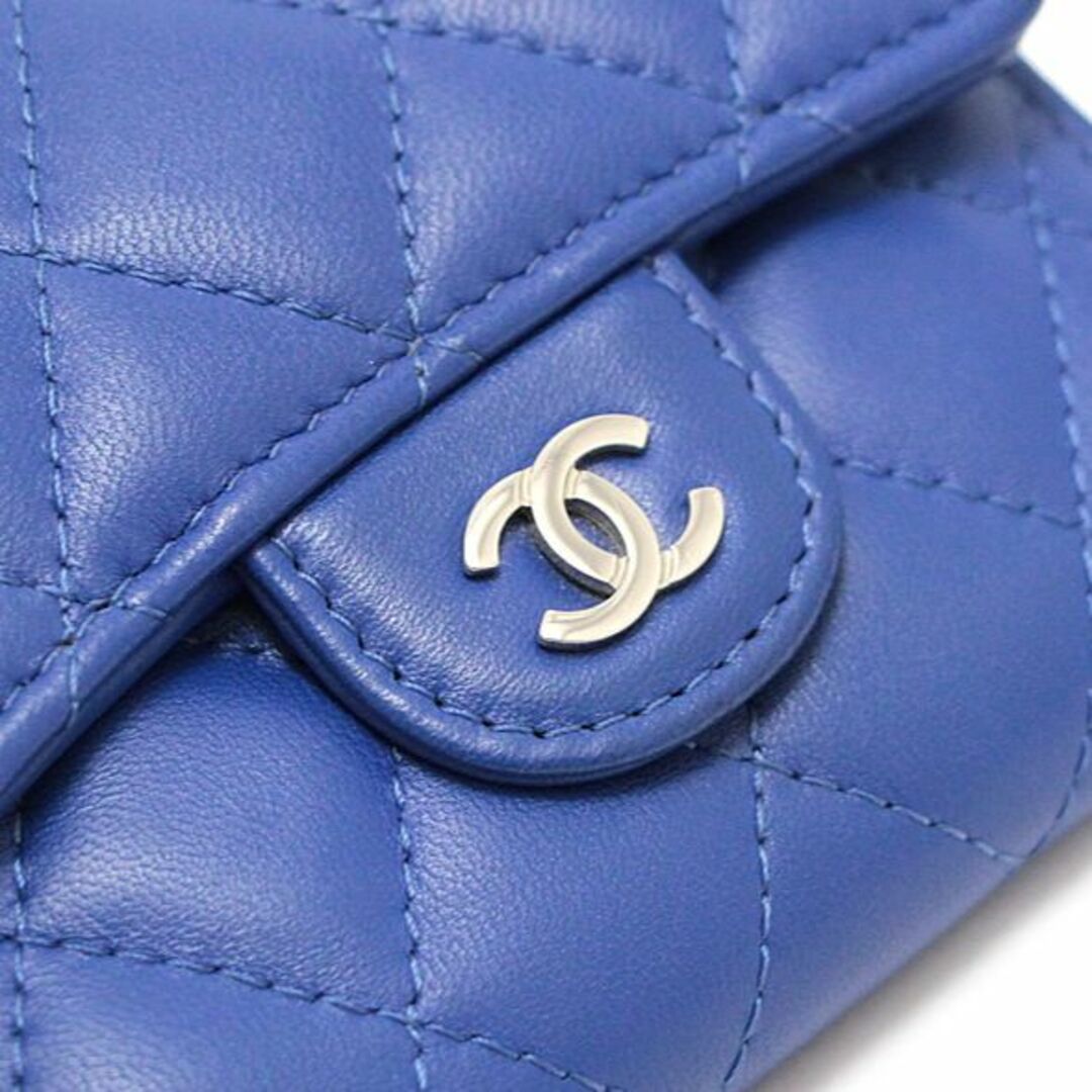 CHANEL シャネル マトラッセ コンパクトウォレット 3つ折り財布 ブルー