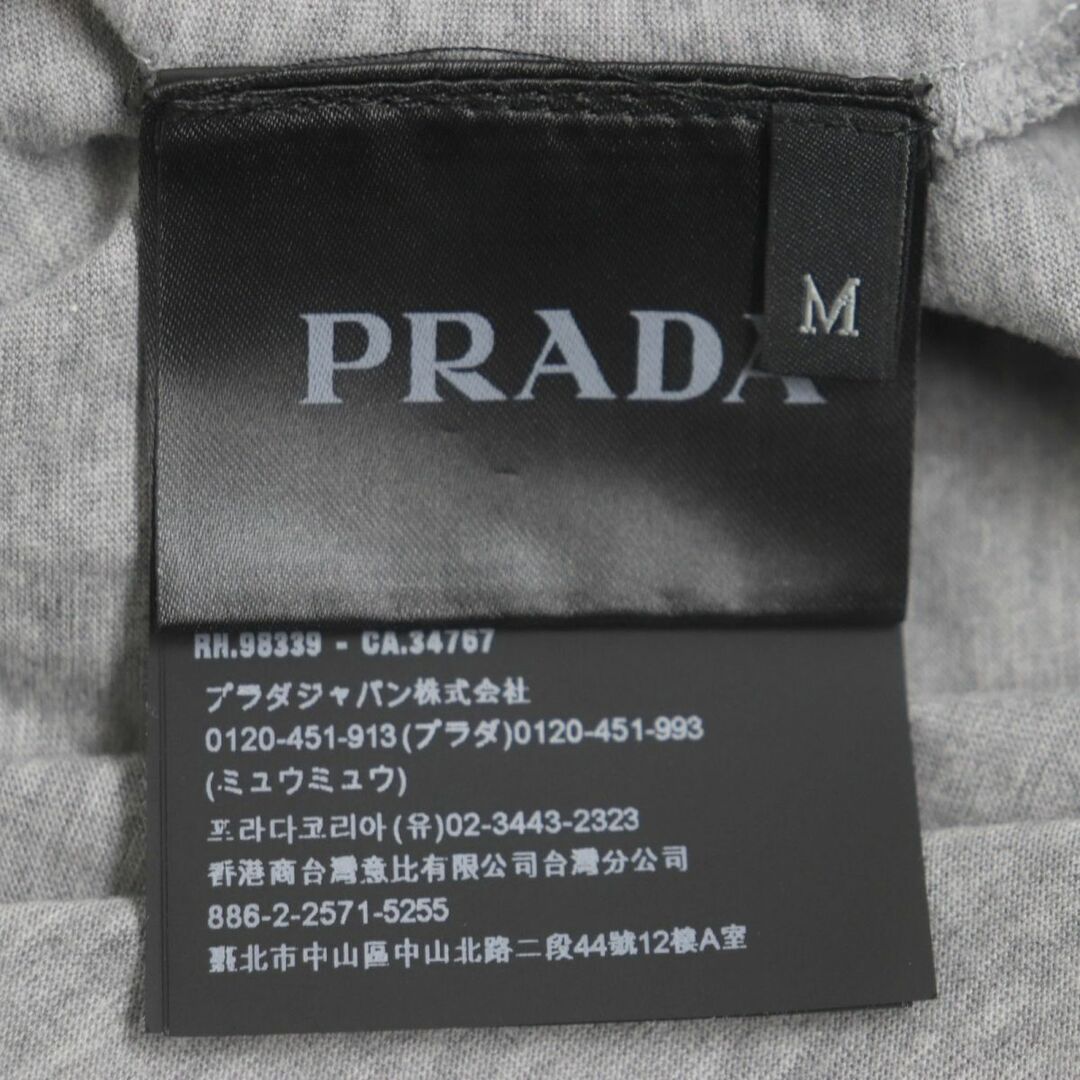 極美品▼2020年製 PRADA プラダ 三角ロゴ付き 半袖Tシャツ ライトグレー M メンズ 正規品 シンプル◎