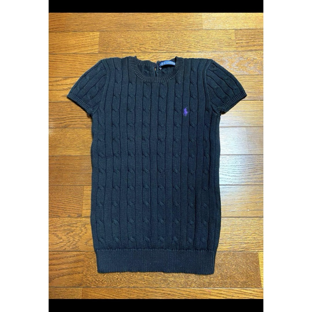 POLO RALPH LAUREN(ポロラルフローレン)の【希少デザイン】 ラルフローレン バックボタン 半袖 ケーブル ニット 1630 レディースのトップス(ニット/セーター)の商品写真