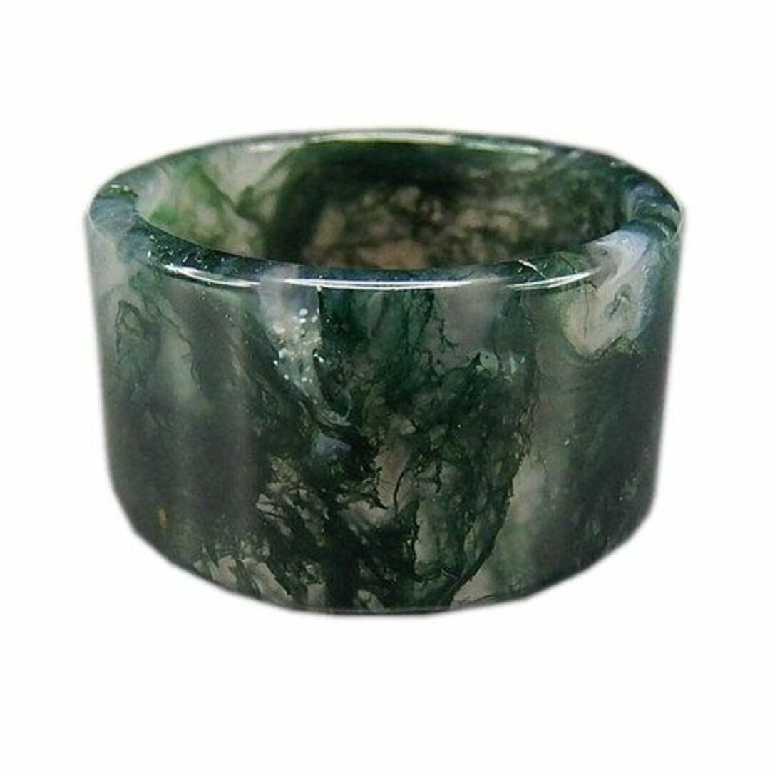レア色合い良好天然石モスアゲート サムリング 指輪サイズ約35号以上プライム メンズのアクセサリー(リング(指輪))の商品写真