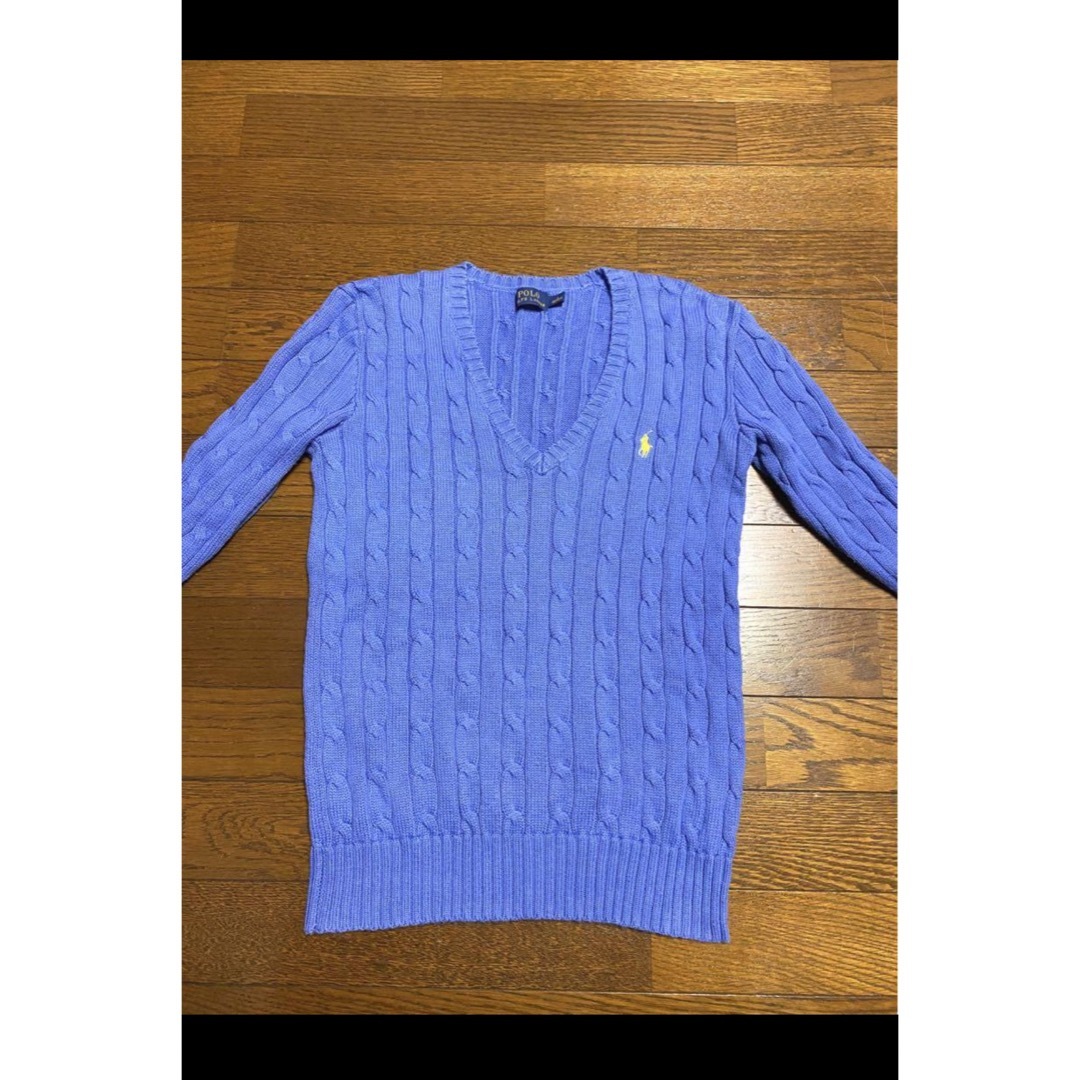 POLO RALPH LAUREN(ポロラルフローレン)の【希少カラー コバルトブルー】 ラルフローレン Vネック ケーブル NO1632 レディースのトップス(ニット/セーター)の商品写真