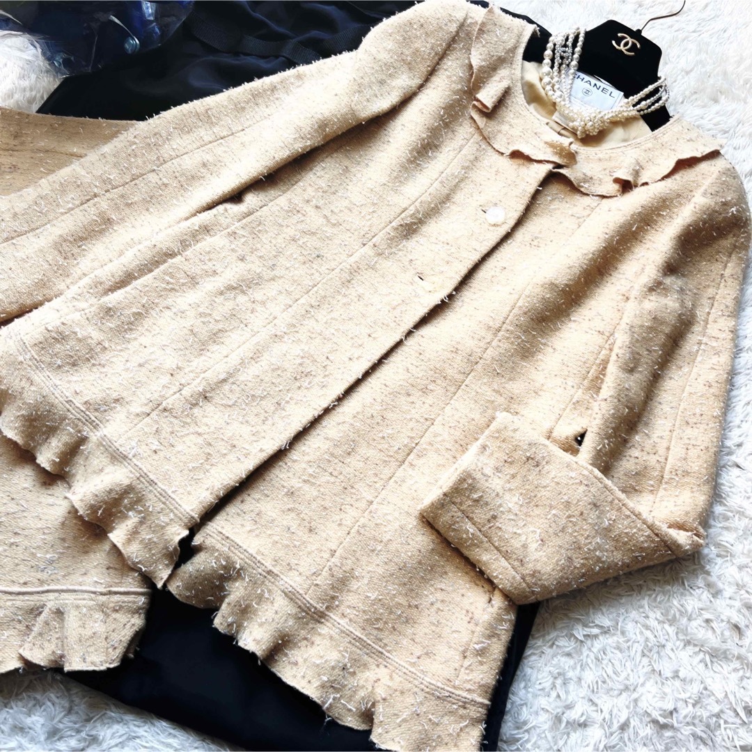 CHANEL - 極美品 CHANELシャネル ラメ ボタン フリル ツイード CHANEL - 極美品 CHANELシャネル ラメ ボタン フリル ツイード