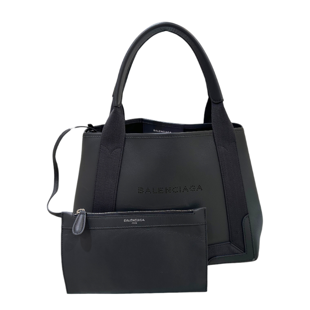 バレンシアガ BALENCIAGA ネイビーカバス S 339933 グレー レザー レディース ハンドバッグ