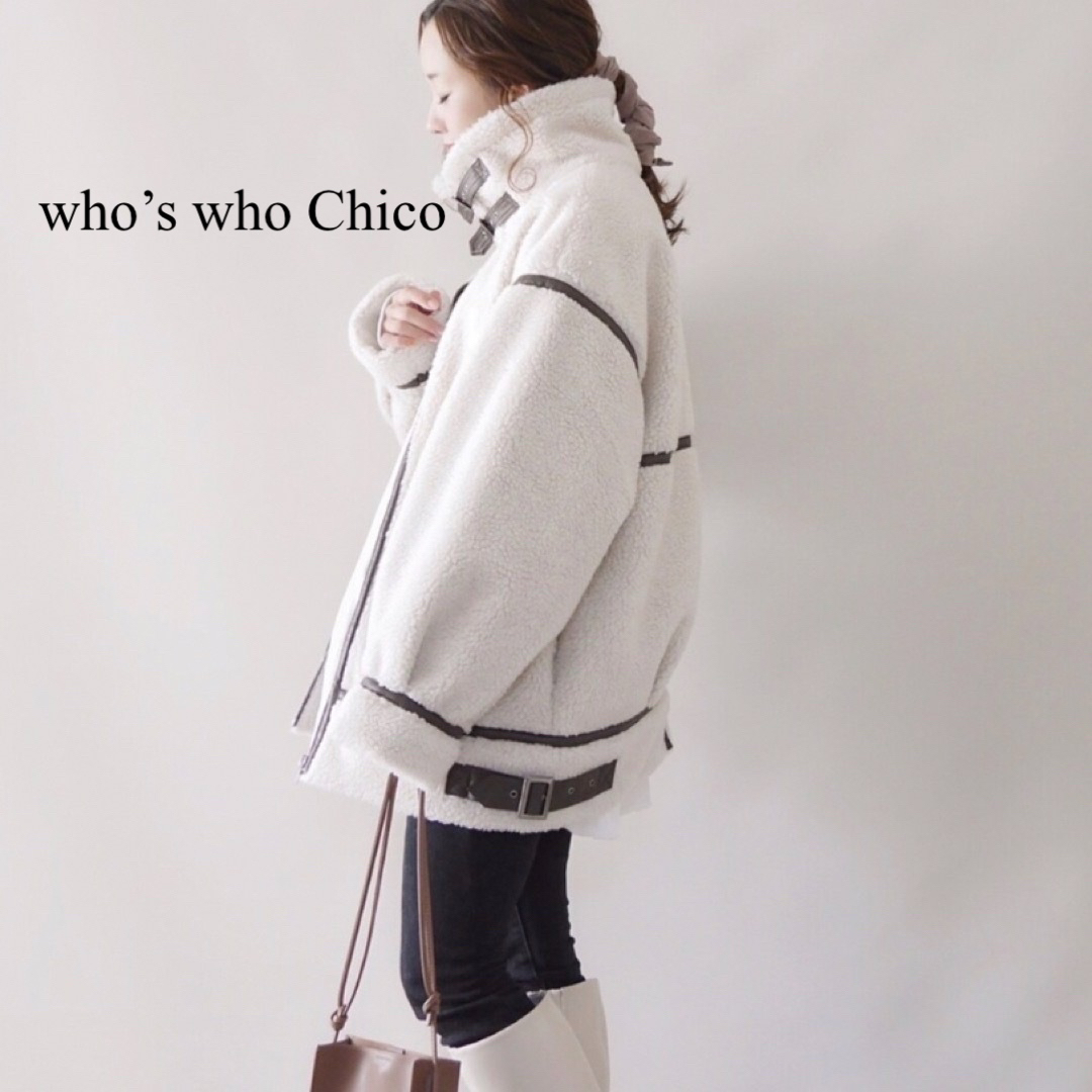 who's who Chico(フーズフーチコ)のwho’s who Chico フーズフーチコ ムートン風フライトボアジャケット レディースのジャケット/アウター(ムートンコート)の商品写真