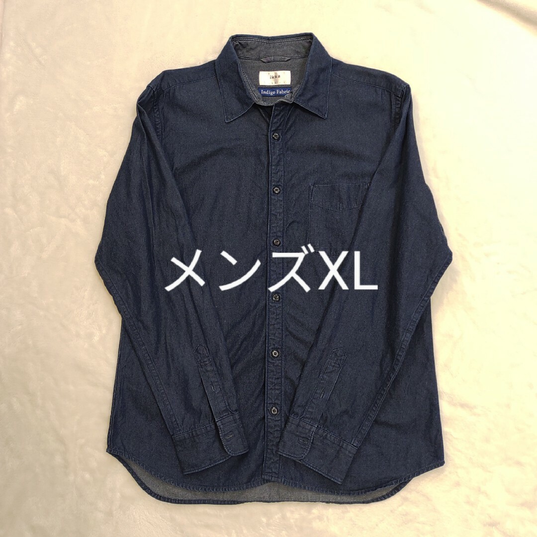 ikka(イッカ)のikka メンズシャツ　インディゴ　XLサイズ　トップス メンズのトップス(シャツ)の商品写真
