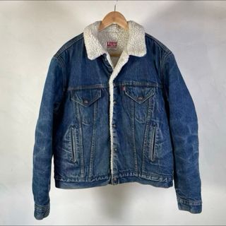 リーバイス(Levi's)の80s USA製 size44 Levi's ボア デニムジャケット 濃紺(Gジャン/デニムジャケット)