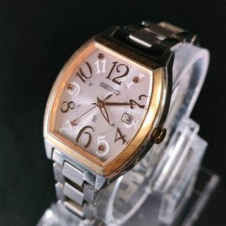 美品【稼働品】SEIKO　セイコールキア　1B25　ピンク　ゴールド　ソーラー