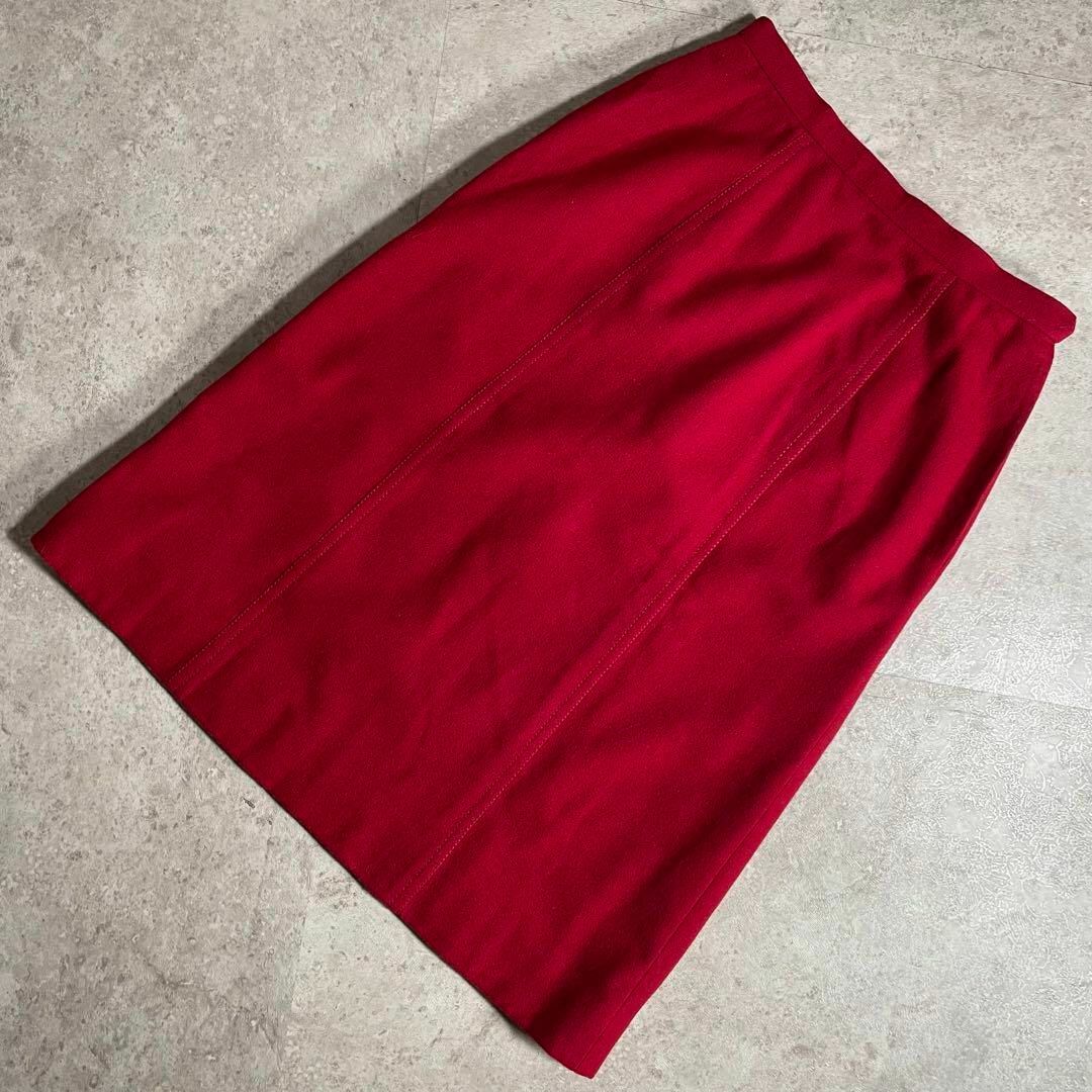 90s オールド 古着屋購入 ヴィンテージ ウールスカート レッド 赤 レディースのスカート(ひざ丈スカート)の商品写真