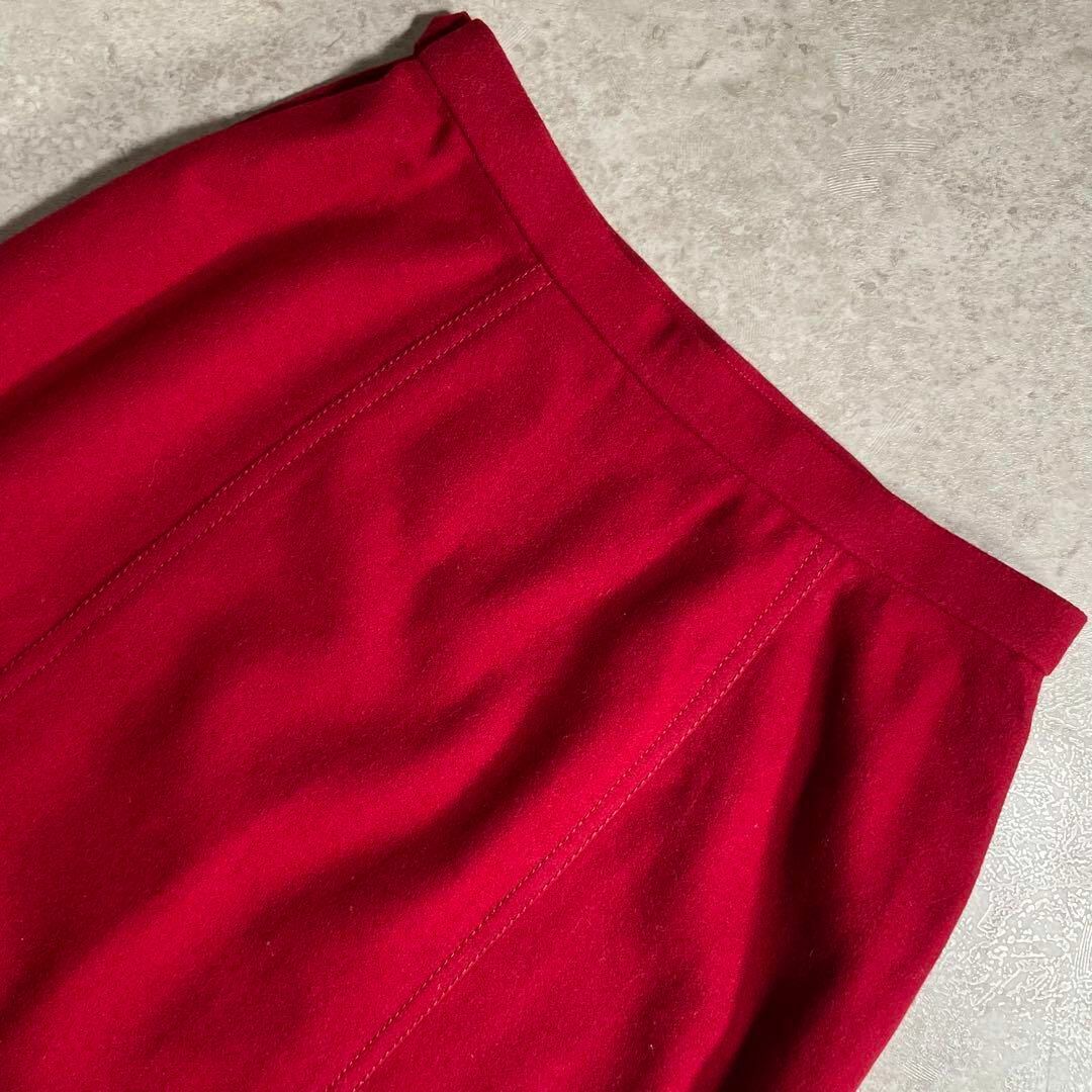 90s オールド 古着屋購入 ヴィンテージ ウールスカート レッド 赤 レディースのスカート(ひざ丈スカート)の商品写真