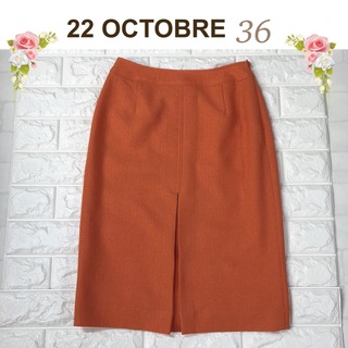 ヴァンドゥーオクトーブル(22 OCTOBRE)の22オクトーブル（36）オレンジ色のタイトスカート(ひざ丈スカート)