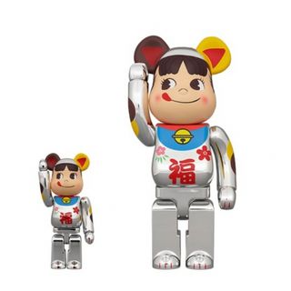 ベアブリック(BE@RBRICK)のBE@RBRICK 招き猫 ペコちゃん 福 銀メッキ 100% & 400%(その他)