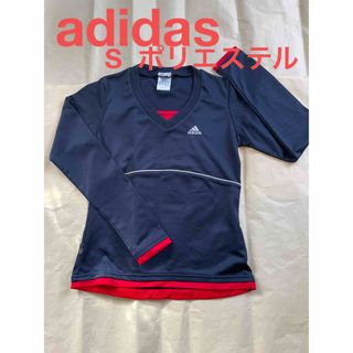 アディダス(adidas)のadidas アディダス　長袖Tシャツ　ネイビー　ポリエステル　スポーツ　V(Tシャツ(長袖/七分))